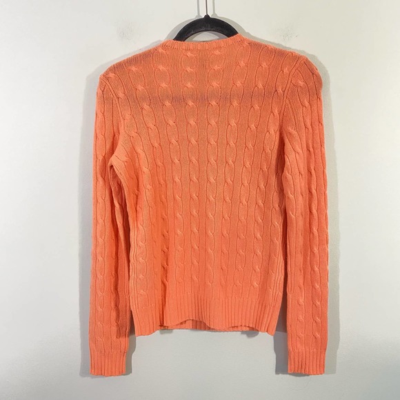 Ralph Lauren Women's Coral Cable Knit Slim Fit Cashmere Sweater Size M - Picture 8 of 8